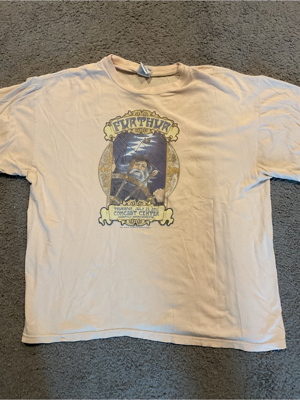 Further Vintage 2011 Men’s Graphic Music Concert Rock Band Peach T-Shirt Top, XL